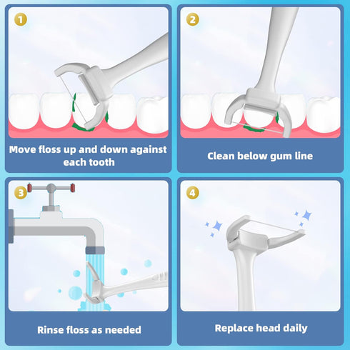 Dental Floss Clean Dental Flossers Kit with 1 Handles and 60 flosser refill heads Cool Mint Flavor...