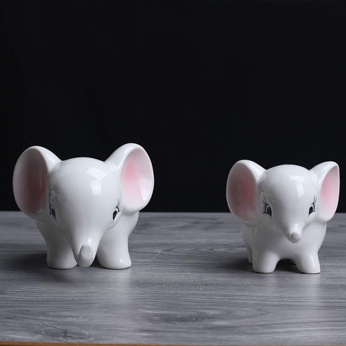 Ogrmar 2PCS Elephant Plant Window Boxes Cute Elephant Flower Pot/Modern White Ceramic Succulent Planter Pots/Tiny Flower Plant Containers Animal D...