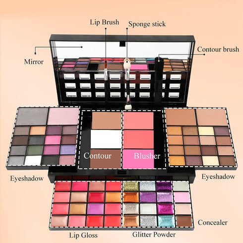 Makeup Kit for Women Full Kit including 36 Eyeshadow Makeup,16 Lip Gloss,12 Glitter Cream, 4 Concealer, 3 Blusher,1 Bronzer, 2 Highlight and Conto...