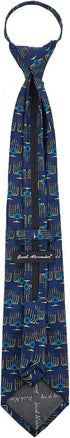 Jacob Alexander Men's Menorah Candle Lights Happy Hanukkah Star of David Zipper Neck Tie...