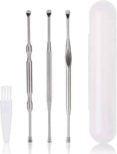 3 Pcs Ear Pick Earwax Removal Kit, Geengle Ear Cleansing Tool Set, Ear Curette Ear Wax Remover Tool with a Cleaning Brush and Storage Box...