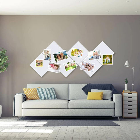 6 Pcs White Square Cork Board Bar Strips with 50 Pushpins, Self-Adhesive Bulletin Board Strips No Damage for Wall, Felt Pin Board for Paste Notes,...