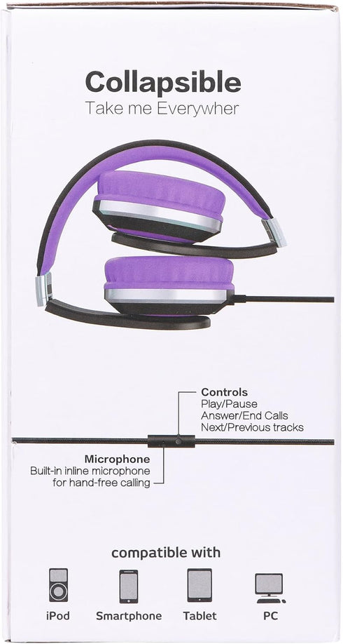 rockpapa HS20 Wired Kids Headphones for School, Foldable Lightweight Boy Girl Headphones with Microphone & 3.5mm Jack for 3-15 Year Old for Airpla...