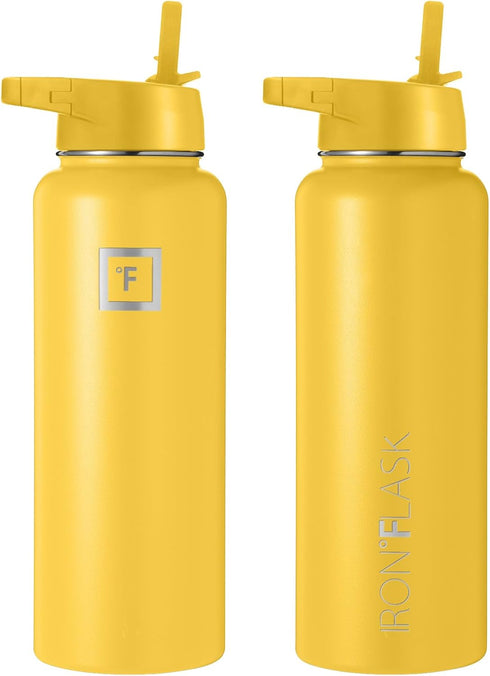 IRON °FLASK Sports Water Bottle - Wide Mouth with 3 Spout Lids - Stainless Steel Gym & Outdoor Bottles for Men, Women & Kids - Double Walled, Insu...