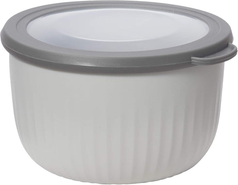Oggi Prep, Store & Serve Plastic Bowl w/See-Thru Lid- Dishwasher, Microwave & Freezer Safe, (1.4 qt) Lt Gray w/Dk Gray Lid...