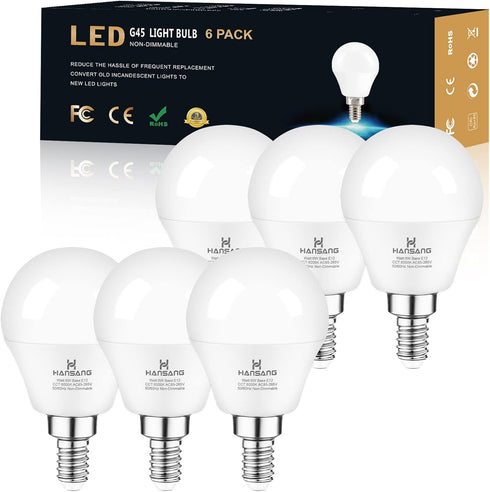 hansang E12 LED Ceiling Fan Light Bulbs 6000K Cool Daylight, 6W 60Watt Equivalent, A15 Small Candelabra Base Chandelier Bulbs, 600LM, Non-dimmable...