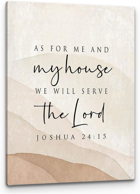 PHAMTE As For Me And My House We Will Serve The Lord Wall Art, Modern Christian Bible Verse Joshua 24:15 Print Framed Canvas Painting Artwork For ...