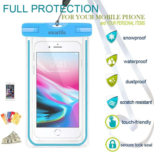 Waterproof Phone Pouch, Universal Waterproof Phone Case, Dry Bag Outdoor Beach Bag for iPhone 15 14 13 12 11 Pro Max XR SE XS 8 7 6S Plus, Galaxy ...