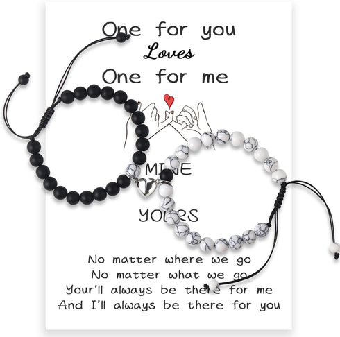 2 Pcs Magnetic Couples Bracelets Matching Bracelets Adjustable Connecting Bracelets, Double Rope Strong Couple Valentines Day Gifts Friendship Bea...