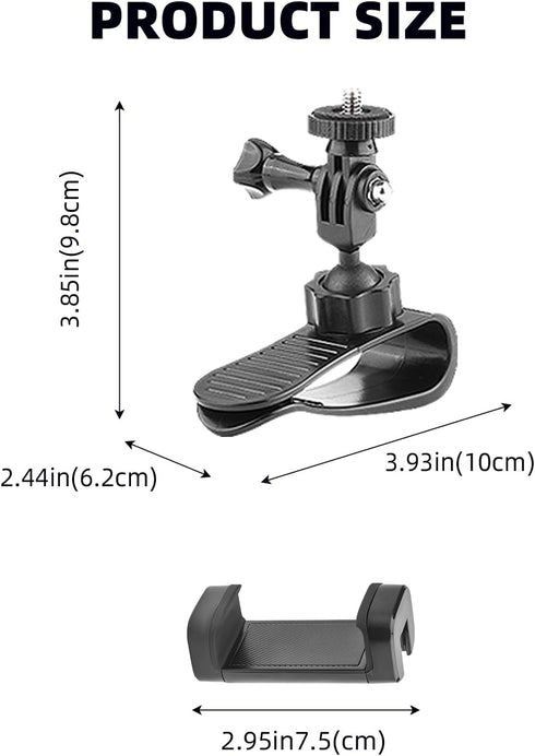 Car Sun Visor Mount for Insta360 X4 X3 X2 DJI Osmo Pocket 3 Action 4 3 Gopro 12 11 10 9 8 7 Car Sun Visor Holder with Phone Clip for Vlog/Video PO...