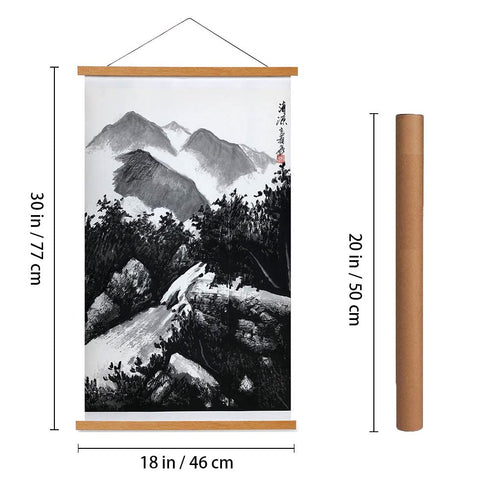 Asian Wall Art Decor Paintings For Bedroom, Living Room, Black And White Wall, Handmade Hanging Chinese Japanese Traditional Landscape...
