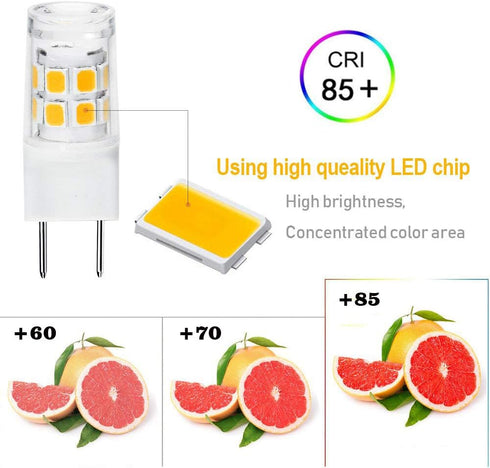 4-Pack G8 LED Bulb,GY8.6/T4 Bi-pin Base LED 3W, 30W Halogen Bulb Replacement,for Under Cabinet Kitchen Lighting, Under-Cabinet Light, GE Microwave...