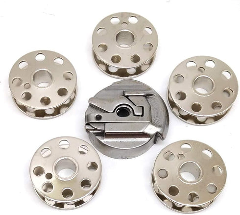 HONEYSEW 1pc 45751(not 45750) Bobbin case+5pcs 45785 bobbins for Singer 221,221k,222,301,301A...