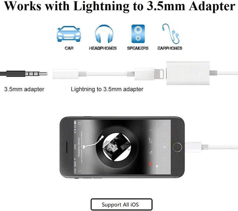 esbeecables [MFi Certified iPhone Adapter & Splitter, 2 in 1 Dual Lightning Headphone Jack Aux Audio & Charge Adapter Dongle for iPhone 14 13 12 1...