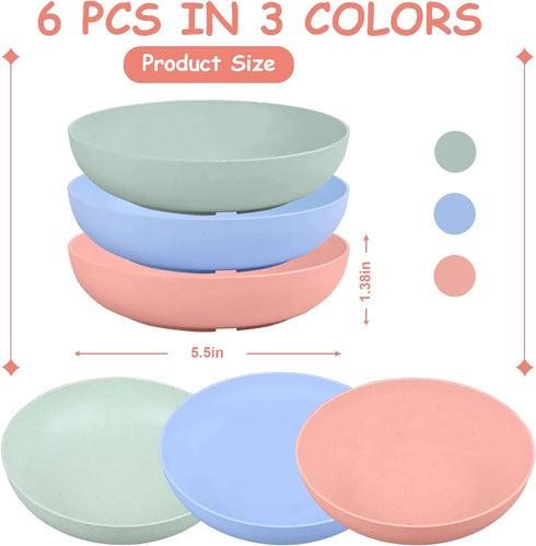 6-Pieces Whisker Fatigue Cat Bowl - 5.5 Inch Shallow Cat Food Dish Wide Cat Wet Feeding Bowls, PET Plate for Kittens and Short Legged Cat, Wheat S...