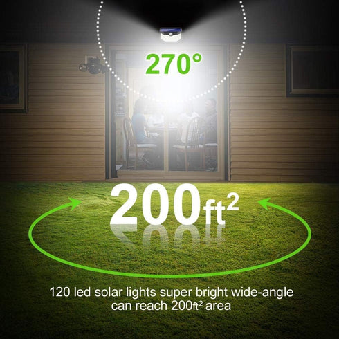 HMCITY Solar Lights Outdoor 120 LED with Lights Reflector and 3 Lighting Modes, Motion Sensor Wall Lights,IP65 Waterproof Solar Powered for Garden...