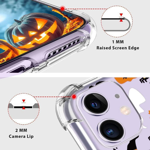 Halloween Clear Phone Case for iPhone 11, Ghost Pumpkin Pattern Case Cover Soft TPU Protective Slim Shockproof Cover Boys Girls Phone Case for iPh...