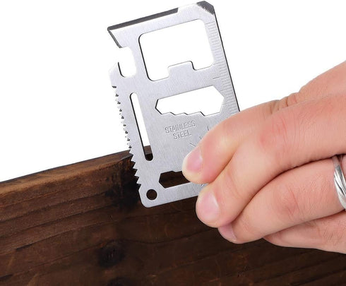 Stainless Steel Survival Pocket Tool - 11-in-1 Multipurpose Silver Beer Bottle Opener/Portable Wallet Pocket Size/Gifts for Men and Women(4-Pack)...