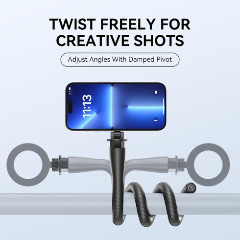 Magnetic Flexible Phone Mount Clamp Tripod Stand Stick Pole for Phones, Stroller Treadmill Tube Bike Motorcycle Phone Holder Attach Stand Accessor...
