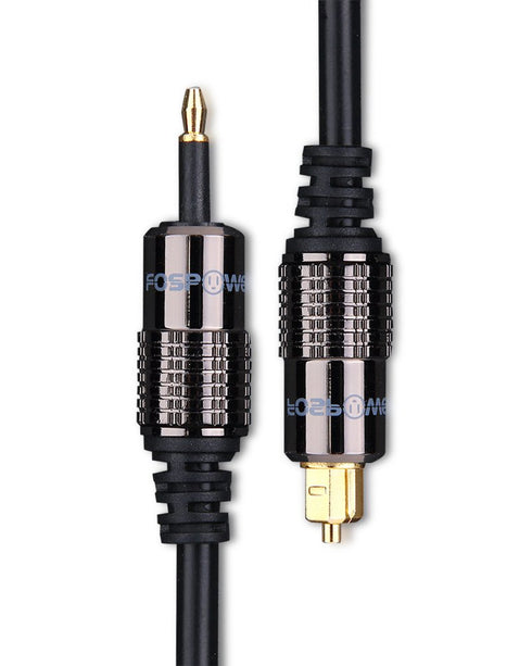 FosPower 24K Gold Plated Toslink to Mini Toslink Digital Optical S/PDIF Audio Cable with Metal Connectors & Strain-Relief PVC Jacket - 3ft/2Pack...