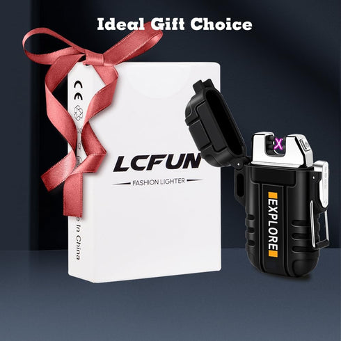 LcFun Waterproof Electric Lighter Windproof Dual Arc USB Rechargeable Flameless Plasma Lighters for Camping Hiking Survival Tactical Gear Gifts fo...
