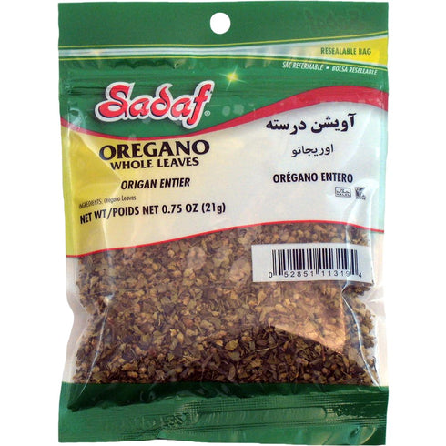 Sadaf Oregano Leaves - Whole Oregano Leaves for Cooking & Food Seasoning - Mediterranean Cuisine - Kosher and Vegetarian - 0.75 oz Resealable Bag...