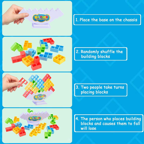 32 PCS Tetra Tower Game,Stacking Blocks Game, Board Games for 2 Players+ Family Games, Parties, Travel, Kids & Adults Team Building Blocks Toy...