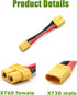 XT60 Female to XT30 Male(2pcs) and XT60 Male to XT30 Female(2pcs) Connector Adapter with 16awg 5cm Silicone Wire for RC FPV Drone Car Lipo NiMH Ba...