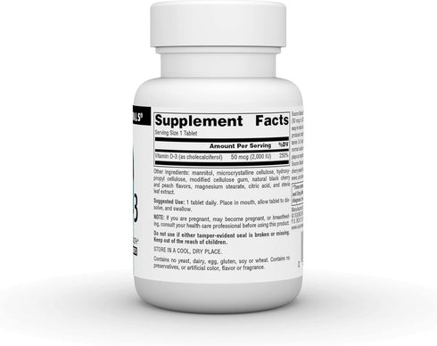 Source Naturals Vitamin D-3 2000 iu Supports Bone & Immune Health - Black Cherry Peach Flavor - 120 Fast Melt Tablets...