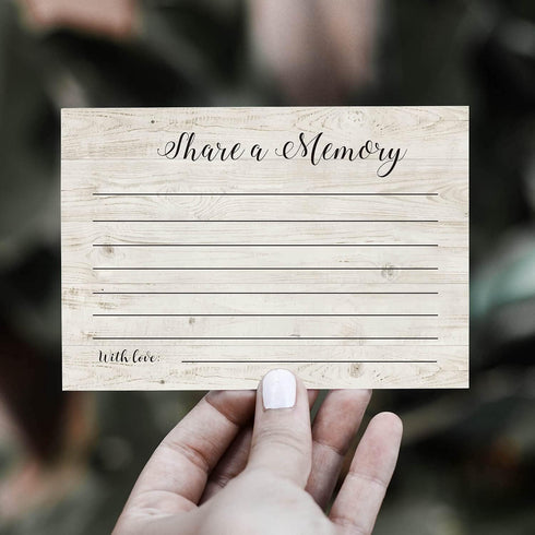 TENTADO Share A Memory Cards, 50 Rustic Wood Cards and Sign for Wedding, Birthday, Celebration of Life, Funeral, Retirement, Graduation, Life Memo...