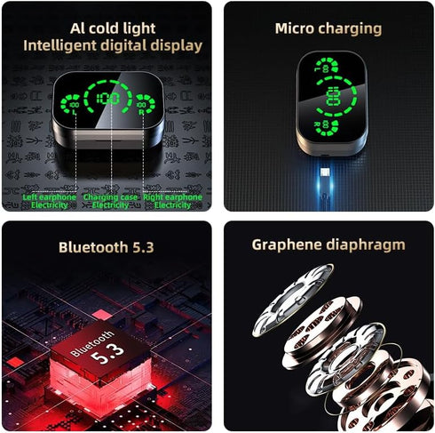 Wireless Earbuds Mini Earphone Bluetooth Headphones IPX7 Waterproof Bluetooth Headsets Light-Weight Earphones with Microphone & Charging Case Digi...