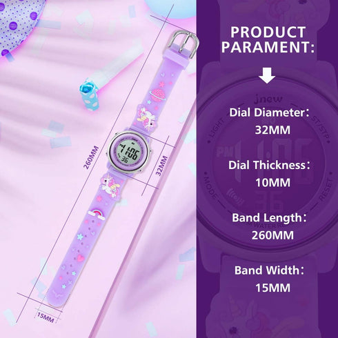 L LAVAREDO Kids Watches Girl Watches Ages 3-12 Sports Waterproof 3D Cute Cartoon Digital 7 Color Lights Wrist Watch for Kids...