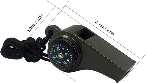 2 Pack Emergency Survival Whistle, 3-in-1 Emergency Whistles with Compass and Thermometer, Loud Safety Whistle with Lanyard for Outdoor Hiking...
