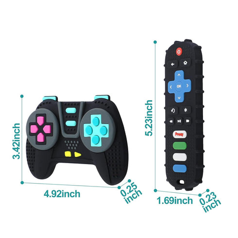 Silicone Remote Control and Game Controller Teething Toys for Baby 3 Months and Up,Sensory Teether Toys for Toddler Boy and Girl...