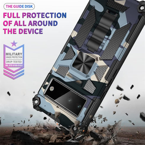 CCSmall Camouflage Magnetic Kickstand Case for Google Pixel 6A, Military Grade Heavy Duty Shockproof Protection Army Camo Phone Cover for Google P...