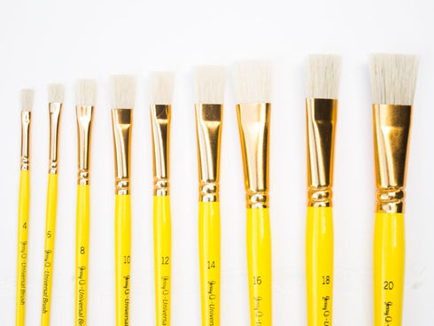 Jerry Q Art 18 pcs Pure Natural Hog Bristle Brush Set for Oil, Acrylic, Tempera. Short Wood Handles JQ181...