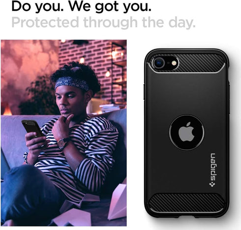 Spigen Rugged Armor Designed for iPhone SE 2020 Case - Matte Black (ACS00944)...