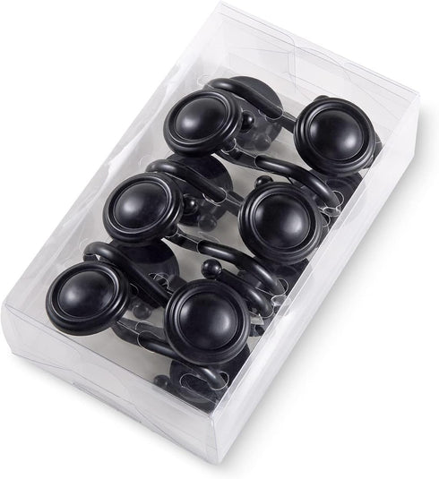 CHICTIE Black Shower Curtain Hooks Rings,Set of 12 Decorative Shower Hooks for Shower Curtain,Premium Rust Resistant Metal Shower Hangers Hooks fo...
