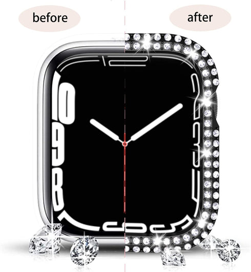 2 Pack Crystal Diamond Bling Cases Compatible with Apple Watch 7 45mm, ANOTCH Anti-Scratch Protective Cover for iwatch Series 7 45 mm Accessories ...