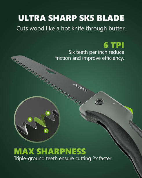 7-Inch Folding Hand Pruning Saw, Heavy Duty Foldable Garden Saws with 7” Hardened SK5 High Carbon Steel Blade for Tree Trimming, Live/Dry Wood Cut...