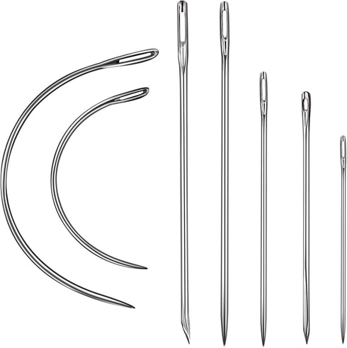 Heavy Duty Hand Sewing Needles Kit, 28 PCS Leather Sewing Needles with 20 Leather Hand Sewing Needle and 8 Curved Needle for Home Upholstery, Leat...