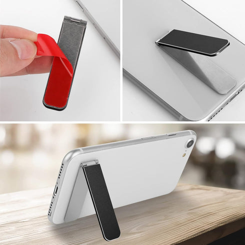 Ultra-Thin Cell Phone Holder, Adjustable Mini Alloy Phone Kickstand Portable Foldable Phone Stand Adjustable Angle for Mobile Phone Tablet Univers...