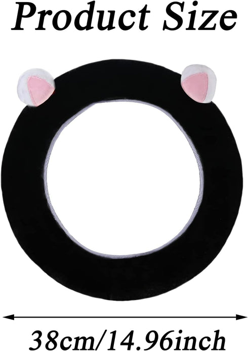 Cartoon Cute Fluffy Steering Wheel Cover for Women Girls,JXJKMMN Furry Ear Steering Wheel Cover Winter Warm Fuzzy Car Steering Wheel Cover Lovely ...