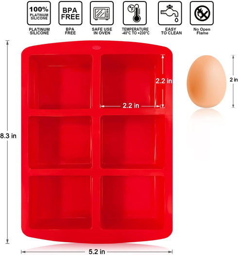 Walfos Mini Silicone Brownie Pan - 3 Piece 6-Cavity Non-stick Square Baking Pan, Perfect for Mini Brownies, Cornbread, Muffin and Cakes, BPA Free ...