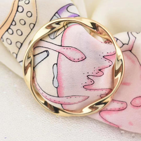 Round Twisted Circle Silk Scarf Ring Brooch for Women Girls Minimalist Shawl Scarves Buckle Wrap Clip Fashion Dress Accessories Decoration Jewelry...