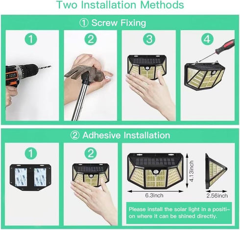 2Pack Solar Light Outdoor IP67 Waterproof 3Light Modes -Upgraded High-Brightness 310LED Sensor Lights for Garden, Wall, Parking Lot,Hallyway...