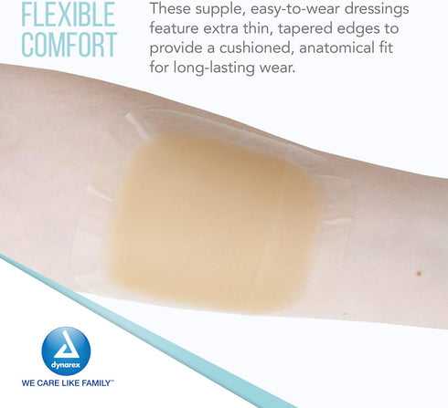 Dynarex DynaDerm Hydrocolloid Dressings, Sterile Moist Bandages Used for All Kinds of Wounds, 4" x 4", Thin & Latex-Free, Peel-Down Patches - 1 Bo...