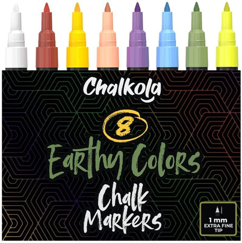 Chalkola Liquid Chalk Markers (8 Pack, 1mm Extra Fine Tip) for Chalkboard Signs, Blackboard, Window, Labels, Bistro, Glass, Car - Washable Pastel ...