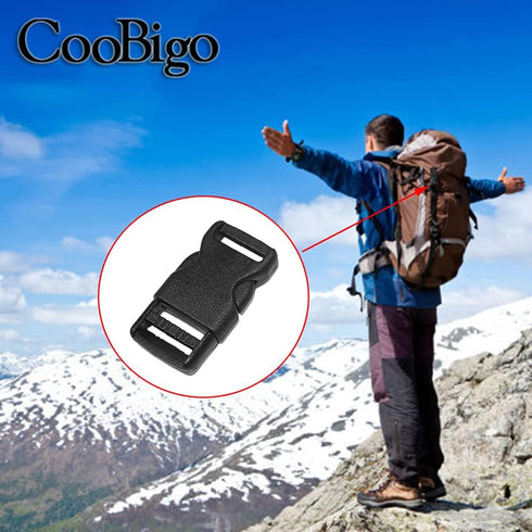 CooBigo 10pcs 1/2"(12.5mm) Side Release Buckles Plastic Black Quick Adjustable Buckle For Backpack Strap DIY Pets Collar Accessory...