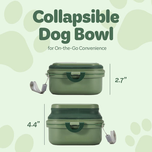Collapsible Dog Water Bowl 30oz, 2 in 1 Portable Travel Dog Food Bowl with Lid, Easy Carry Loop Handle, Foldable Dog and Cat Food Bowl, Perfect fo...